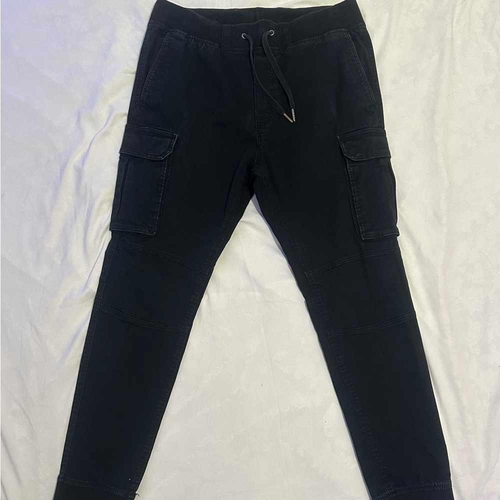Men's Black Cargo Jogger Pants (Skinny Fit) Medium